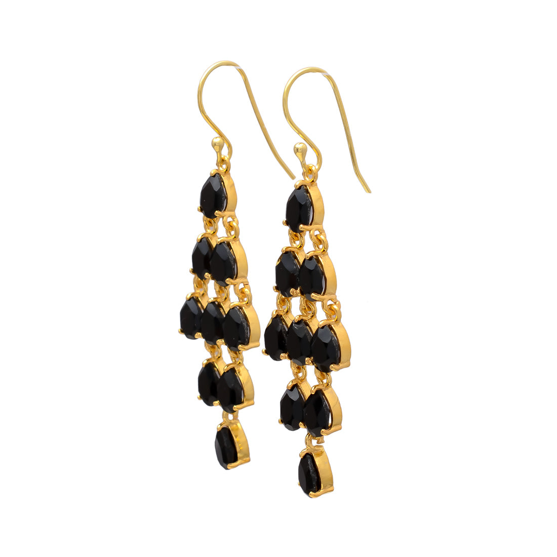 Ohrhänger Onyx vergoldet