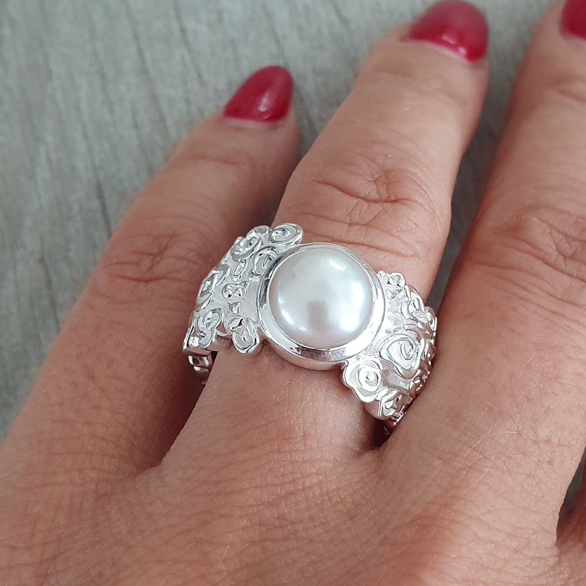 Fingerring Silber/Perle