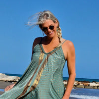 Seiden-Sommerkleid türkis/gold