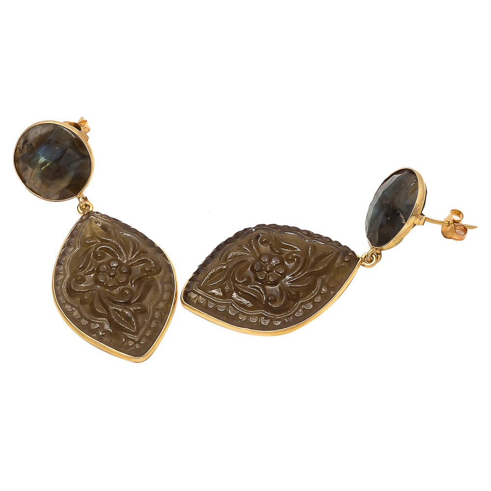 Ohrhänger Chalcedon vergoldet