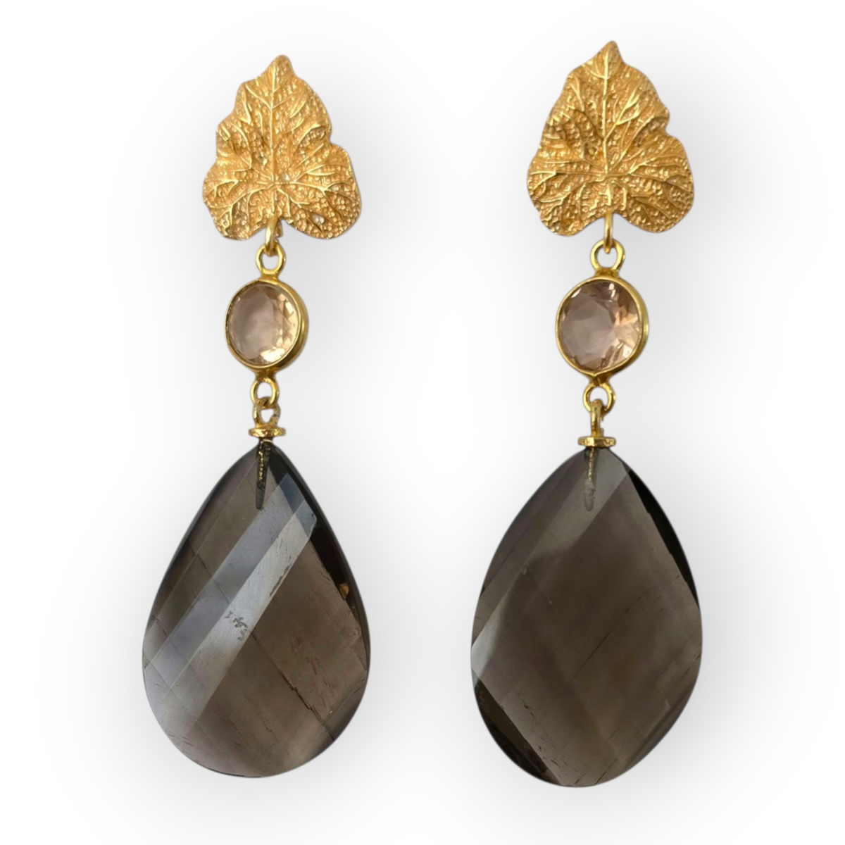 Ohrhänger Rauchquarz vergoldet