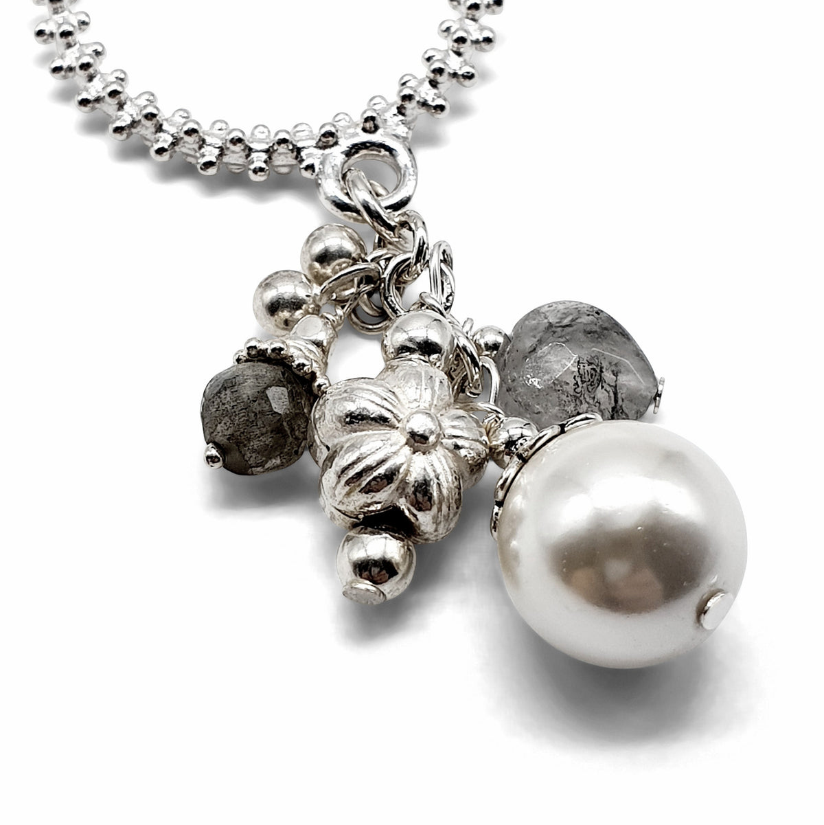 Long silver necklace