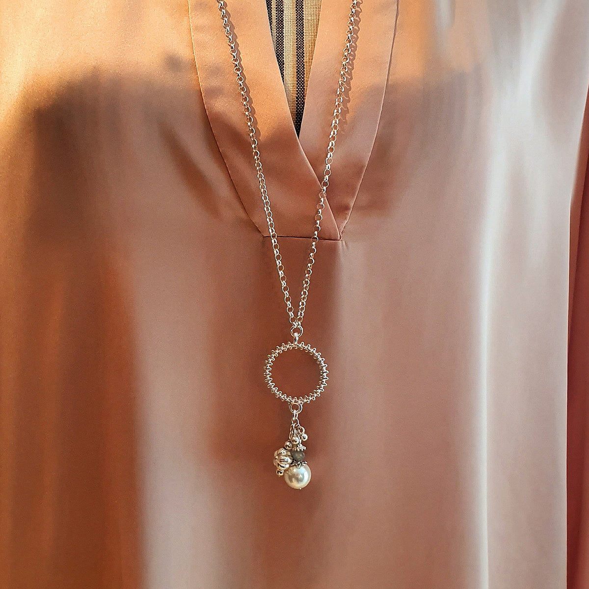 Long silver necklace