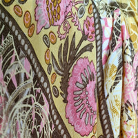 Seiden-Sommerkleid gelb / rosa / braun