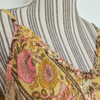 Seiden-Sommerkleid gelb / rosa / braun