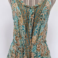 Seiden-Sommerkleid türkis / beige /gold