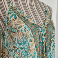 Seiden-Sommerkleid türkis / beige /gold