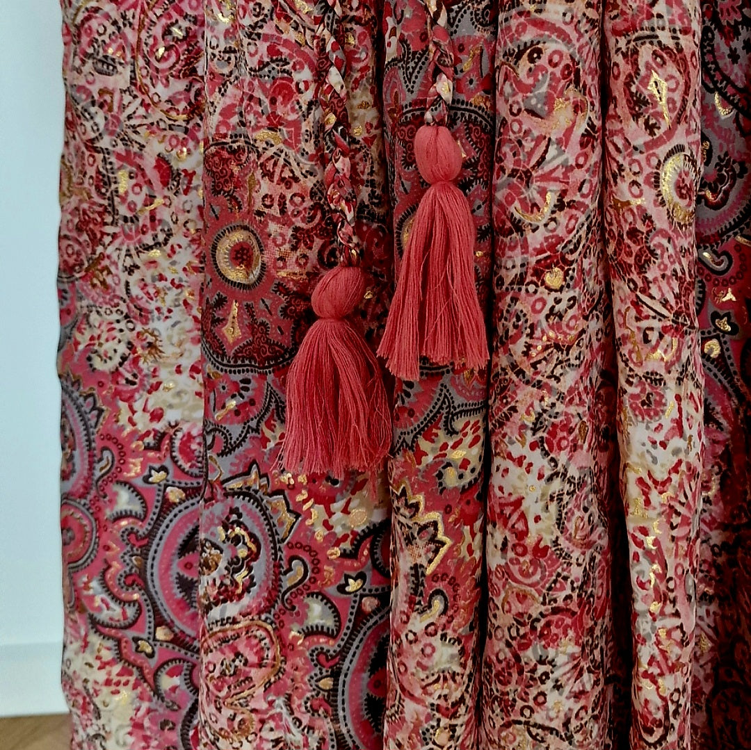 Seiden-Sommerkleid rot /gold