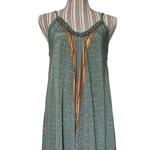 Seiden-Sommerkleid türkis/gold