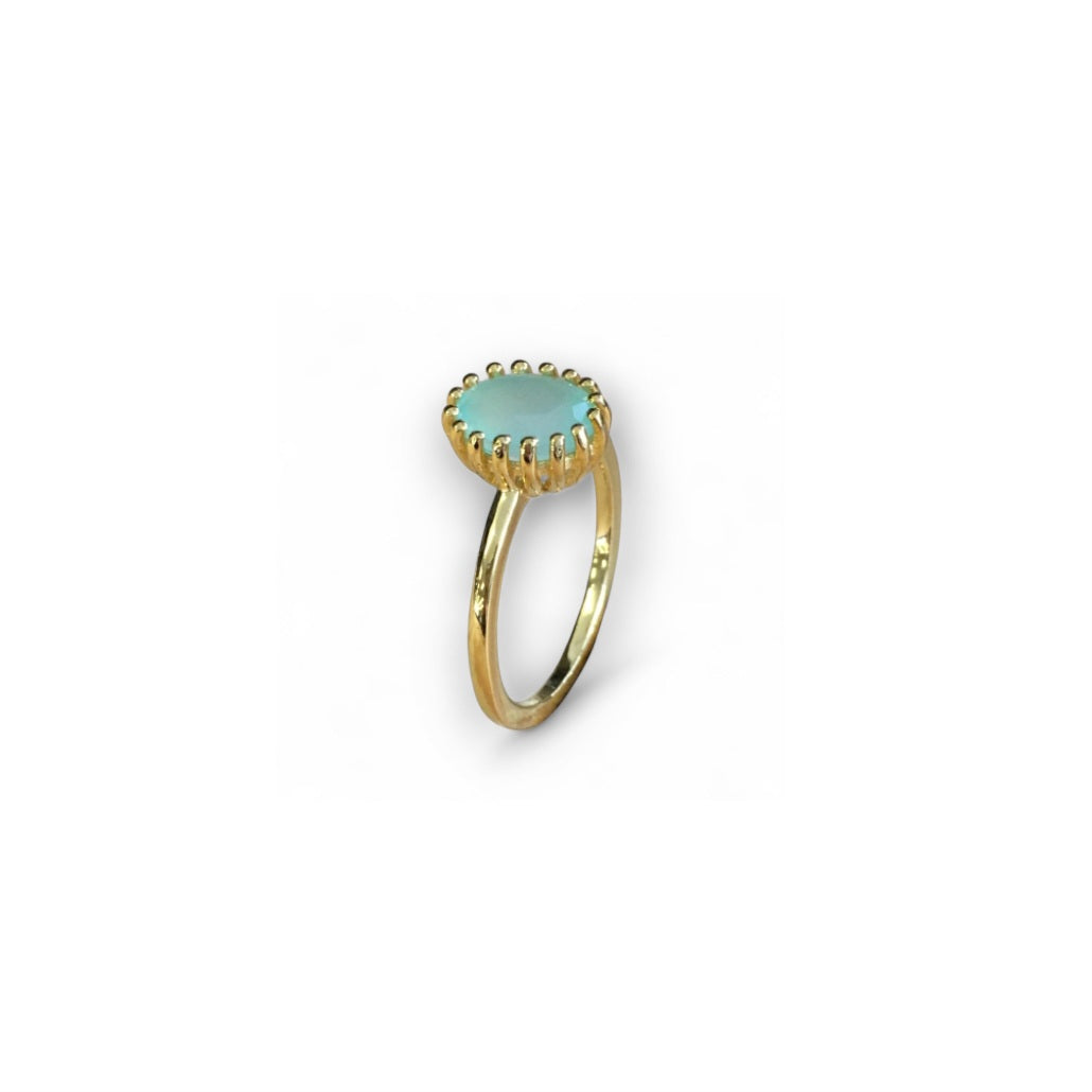 Fingerring Gold Aqua Achat