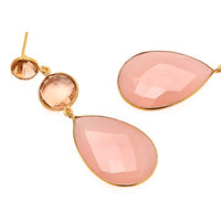 Ohrhänger Rosenquarz vergoldet