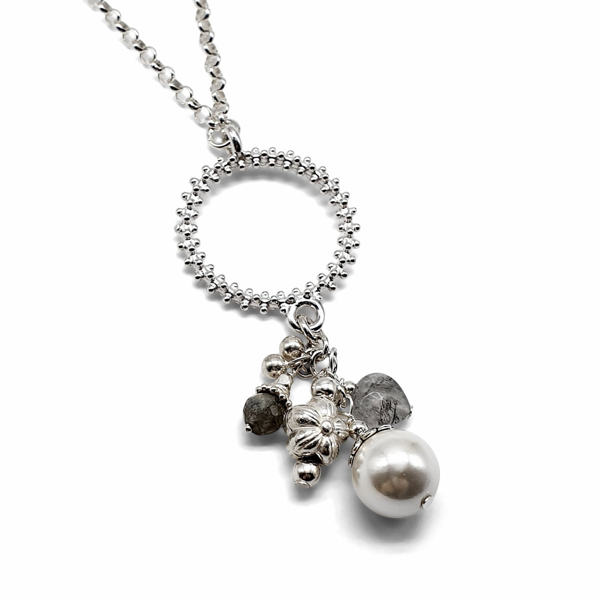 Long silver necklace