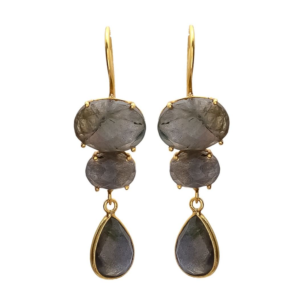 Ohrhänger Labradorit vergoldet