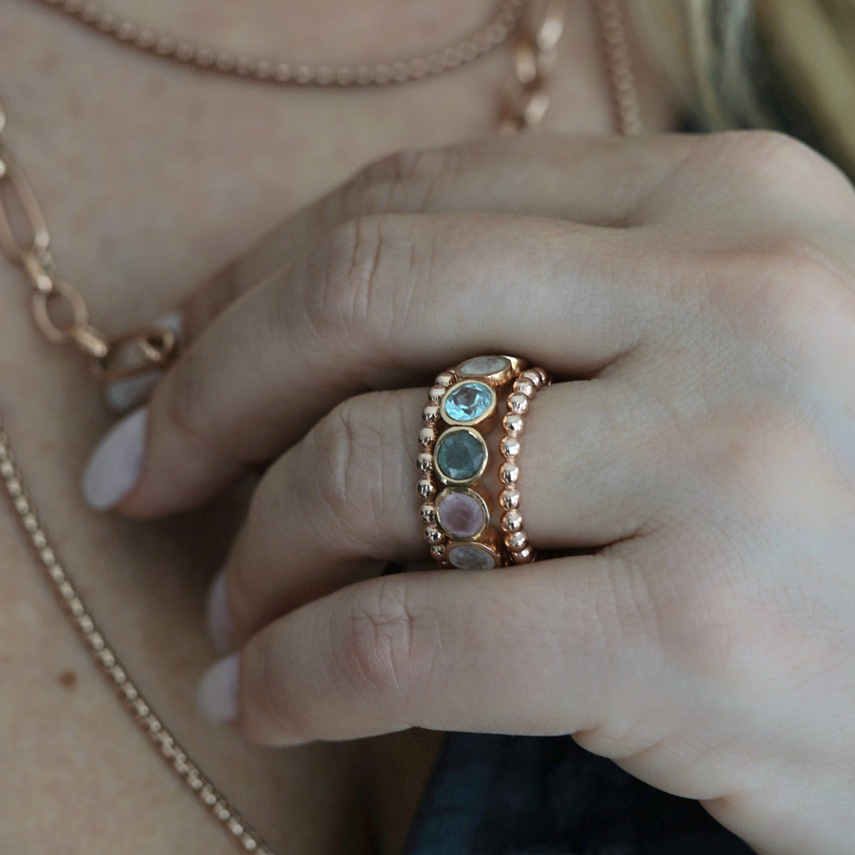 Fingerring Steinmix Roségold