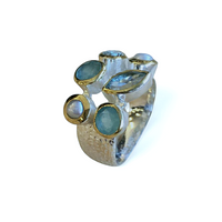 Fingerring Aqua Achat / Blauer Topas