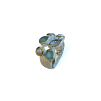 Fingerring Aqua Achat / Blauer Topas