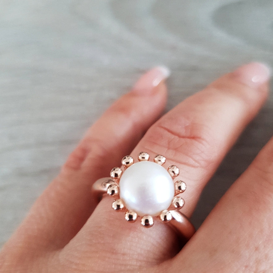 Fingerring Perle rosévergoldet