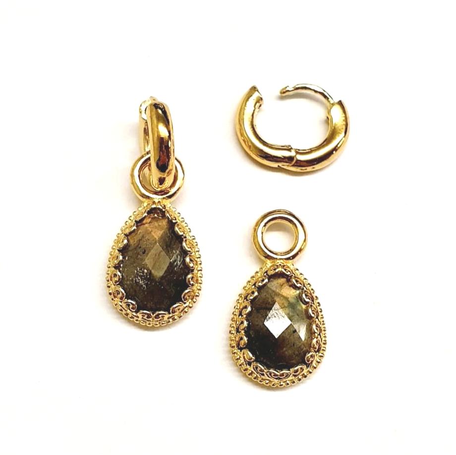 Wechsel-Anhänger Labradorit mit oder ohne Kreolen