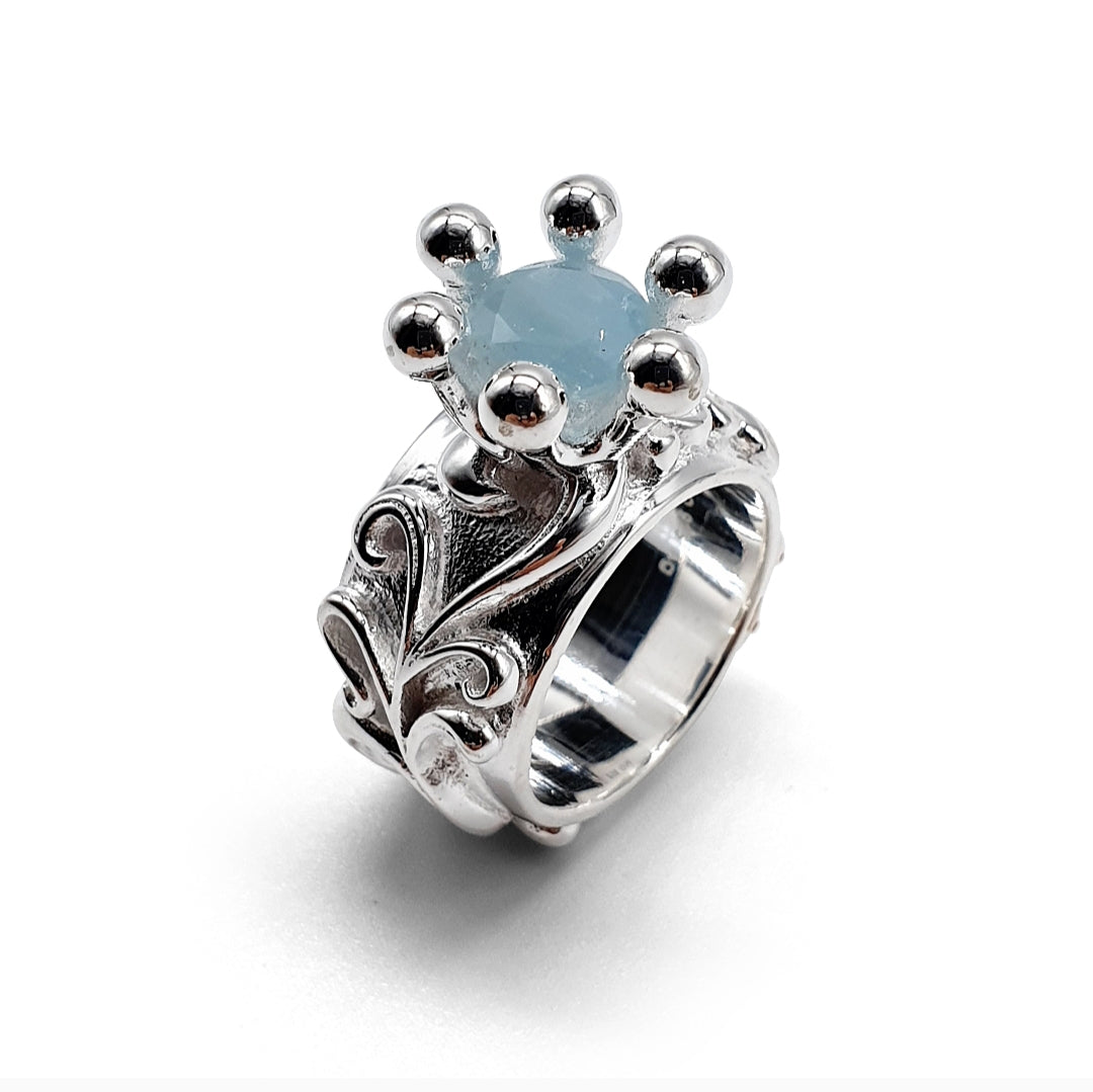 Fingerring Krone Aquamarin