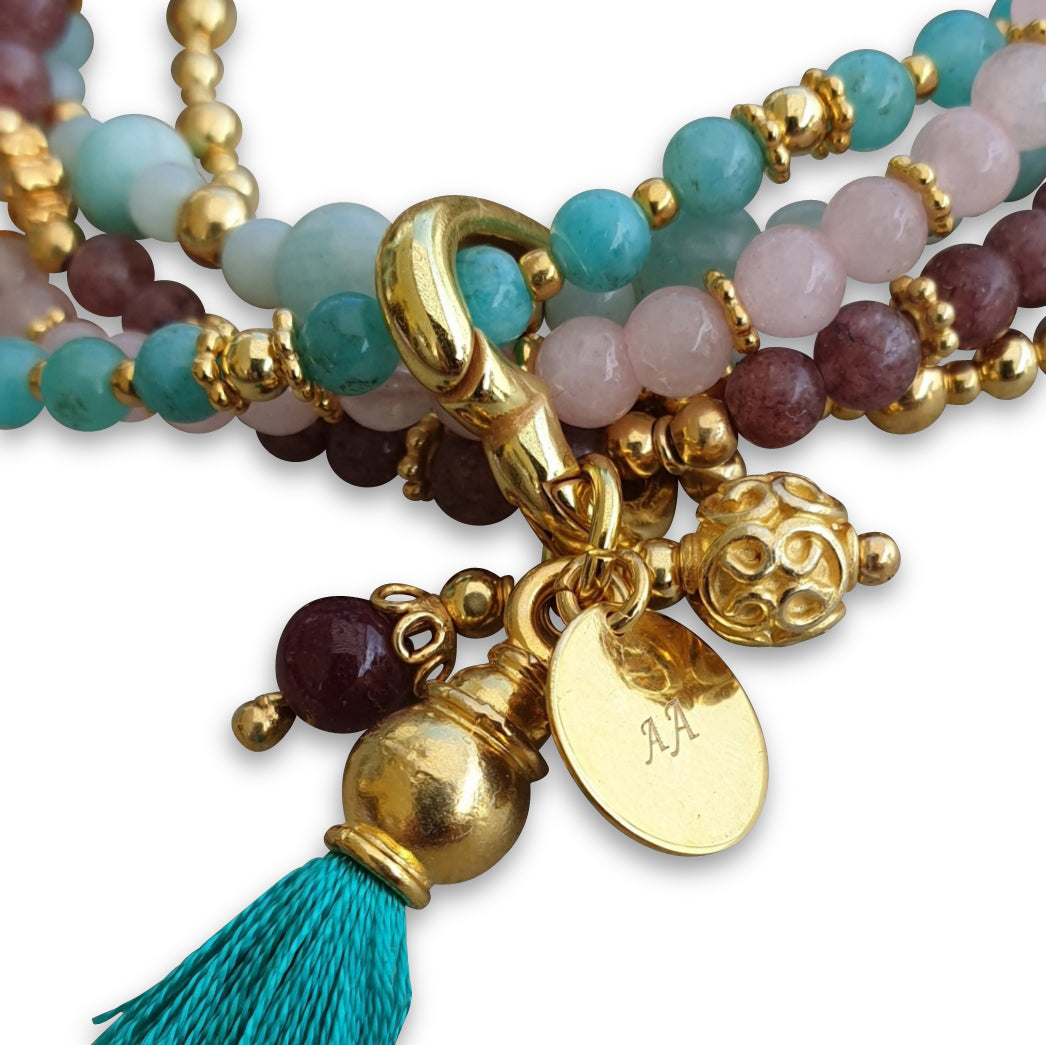 Armband-Set Steinmix/Gold