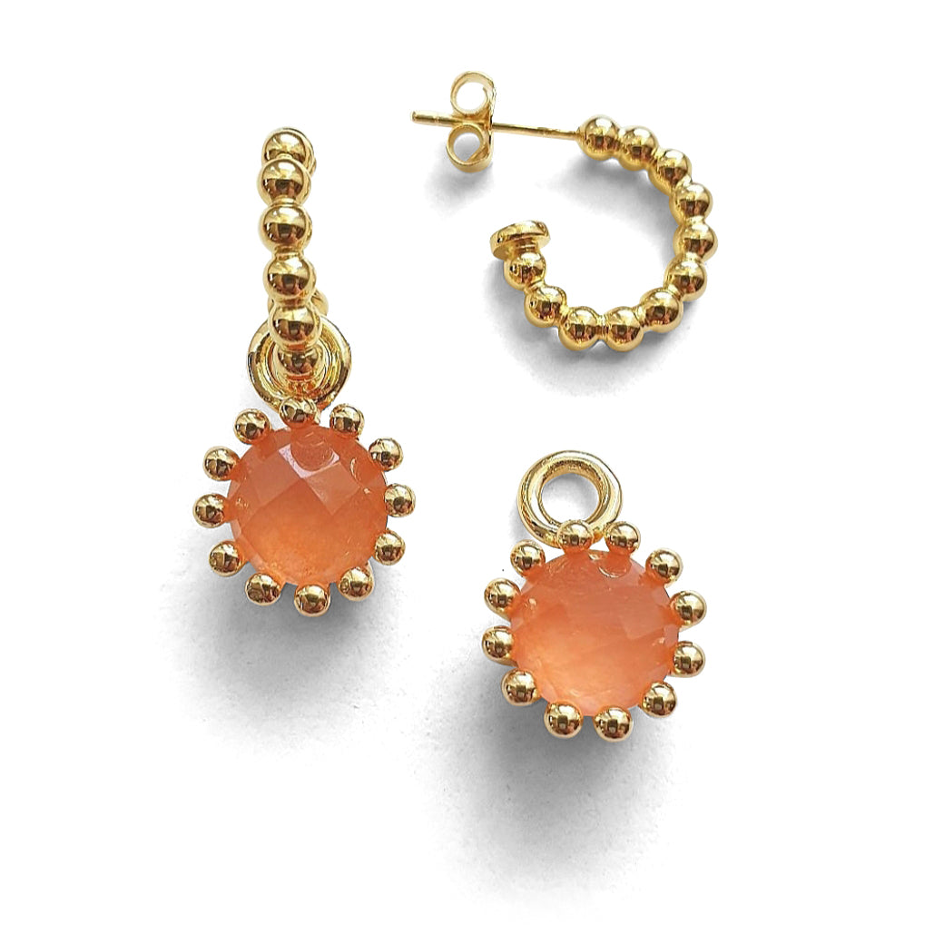 Wechsel-Anhänger lachsfarbiger Jade mit oder ohne Kreolen