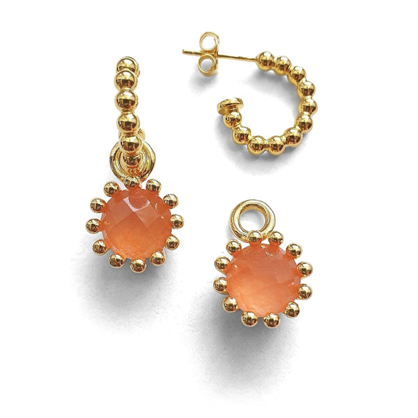 Wechsel-Anhänger lachsfarbiger Jade mit oder ohne Kreolen