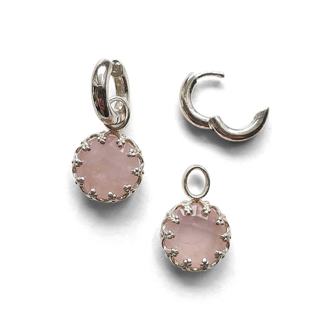 Wechsel-Anhänger Rosenquarz mit oder ohne Kreolen