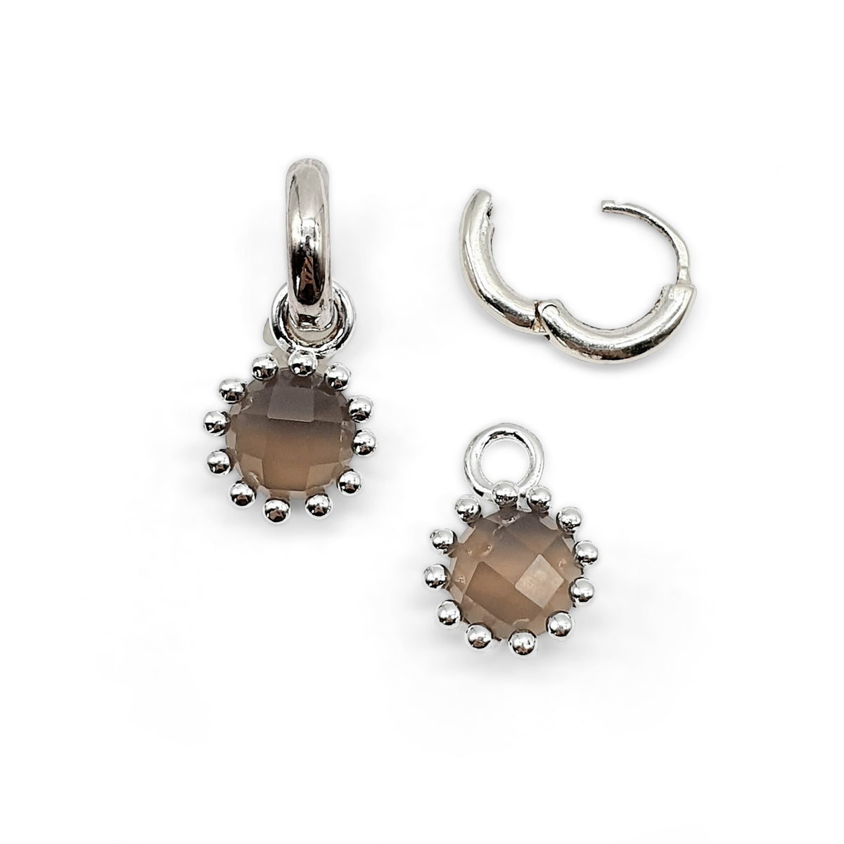 Wechsel-Anhänger grauer Mondstein mit oder ohne Kreolen