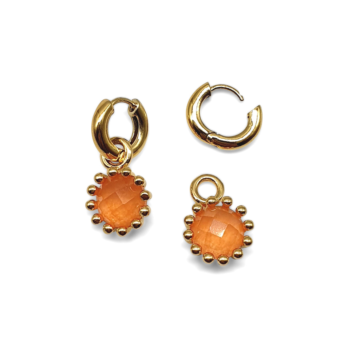 Wechsel-Anhänger lachsfarbiger Jade mit oder ohne Kreolen