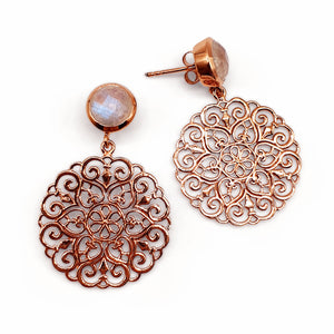 Earrings rose gold/smoky quartz