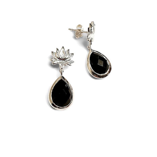 Earrings lotus flower silver (9 colors)