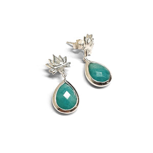 Earrings lotus flower silver (9 colors)