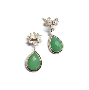 Earrings lotus flower silver (9 colors)