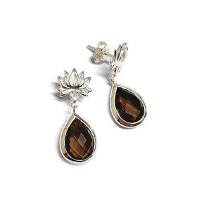 Earrings lotus flower silver (9 colors)