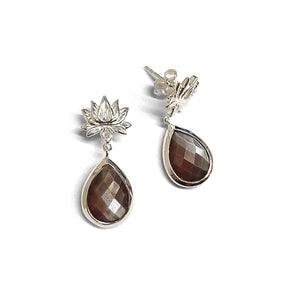 Earrings lotus flower silver (9 colors)