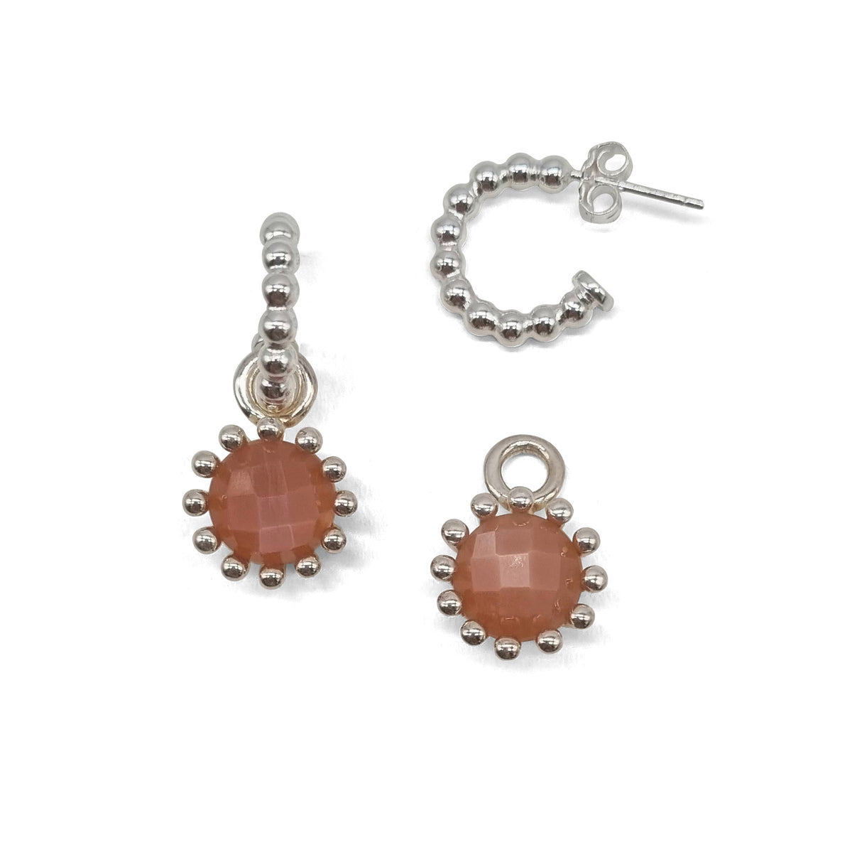 Wechsel-Anhänger oranger Mondstein mit oder ohne Kreolen