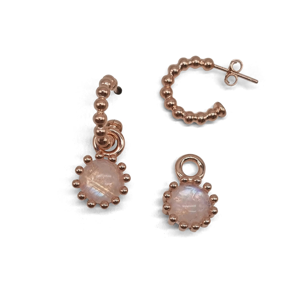 Wechsel-Anhänger Regenbogen-Mondstein mit oder ohne Kreolen