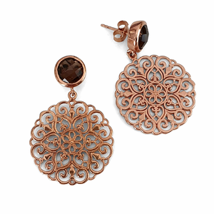 Earrings rose gold/smoky quartz