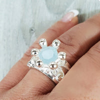 Fingerring Krone Aquamarin
