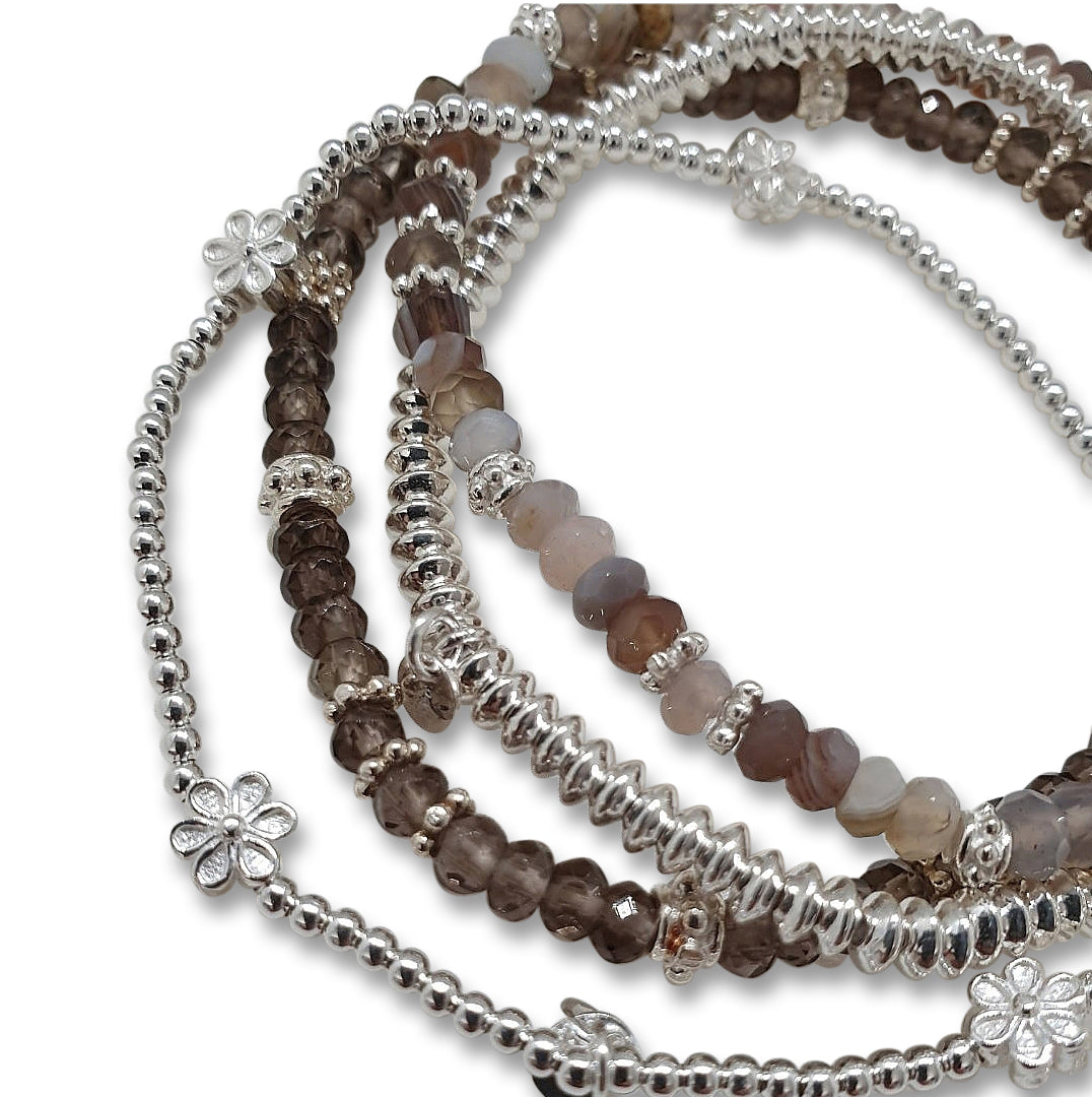 Armband-Set Botswana Achat / Rauchquarz