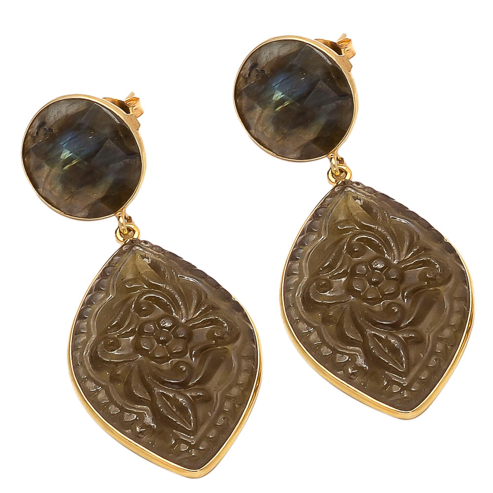 Ohrhänger Chalcedon vergoldet