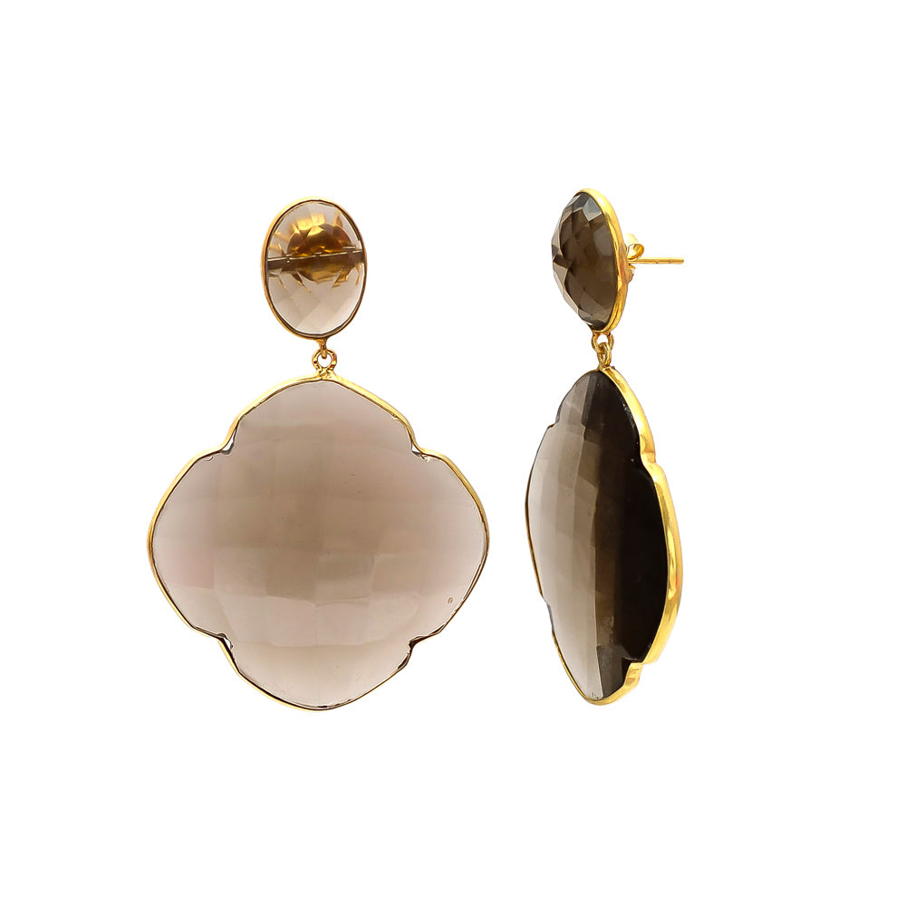 Ohrhänger Rauchquarz vergoldet