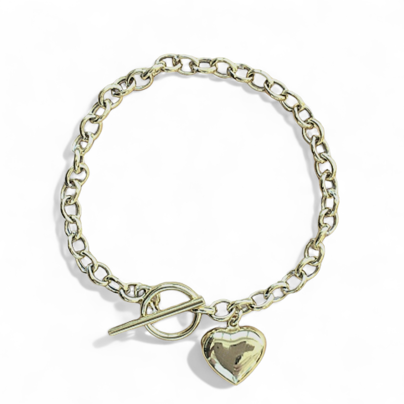 Bracelet heart pendant/gold