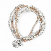 Orange Moonstone/Pearl Bracelet Set
