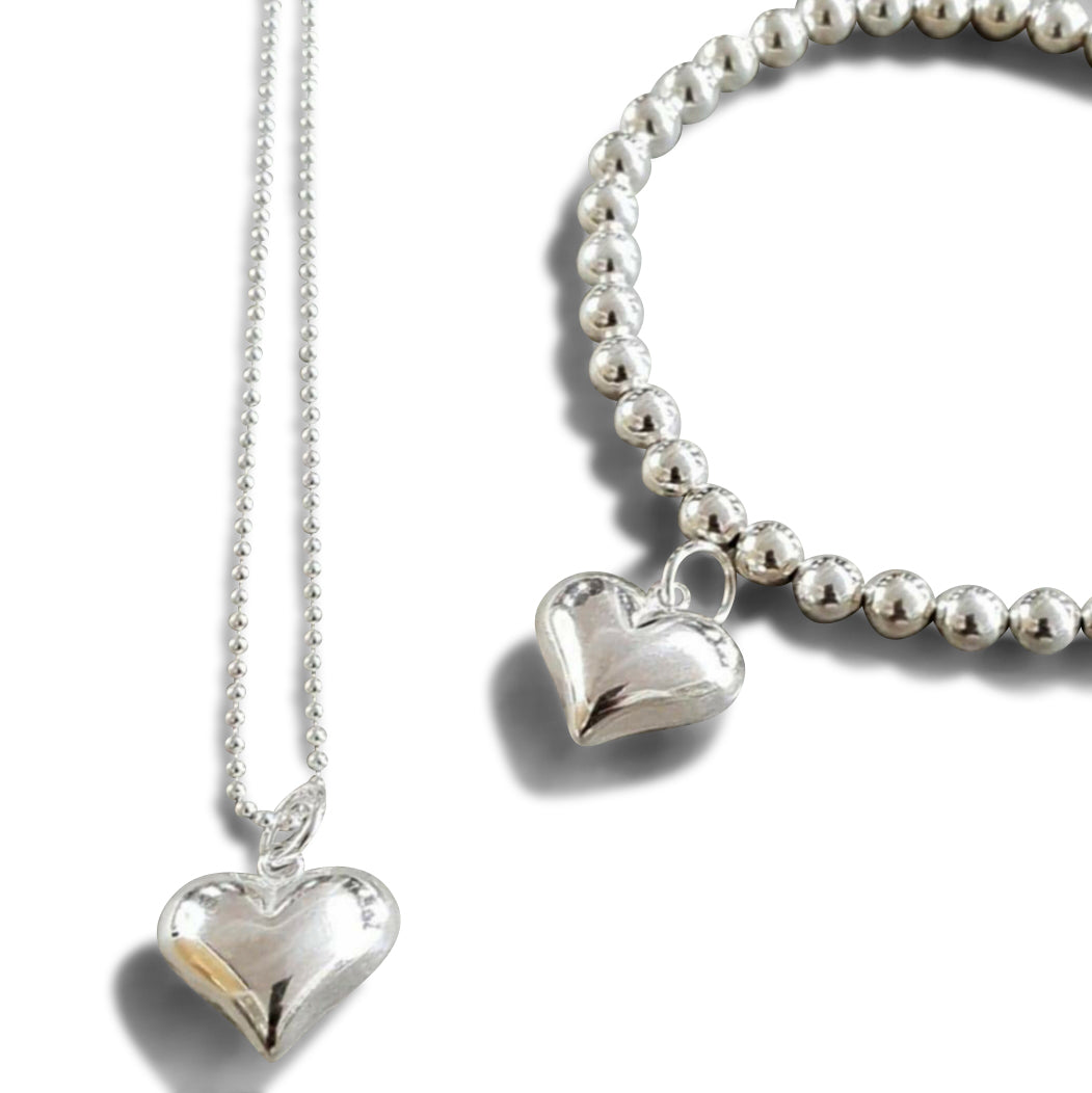 Jewelry set heart/silver