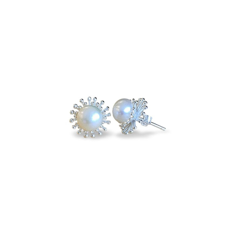 Stud earrings pearl silver