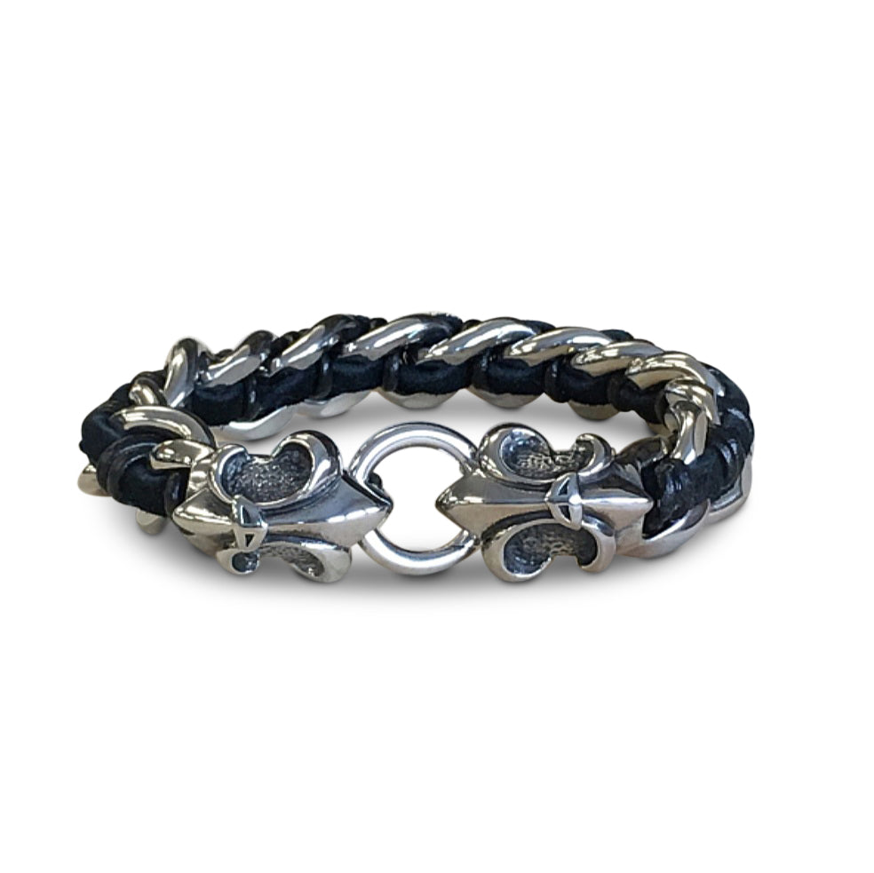 Leather/steel bracelet iris