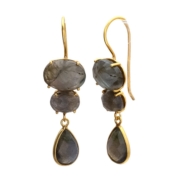 Ohrhänger Labradorit vergoldet