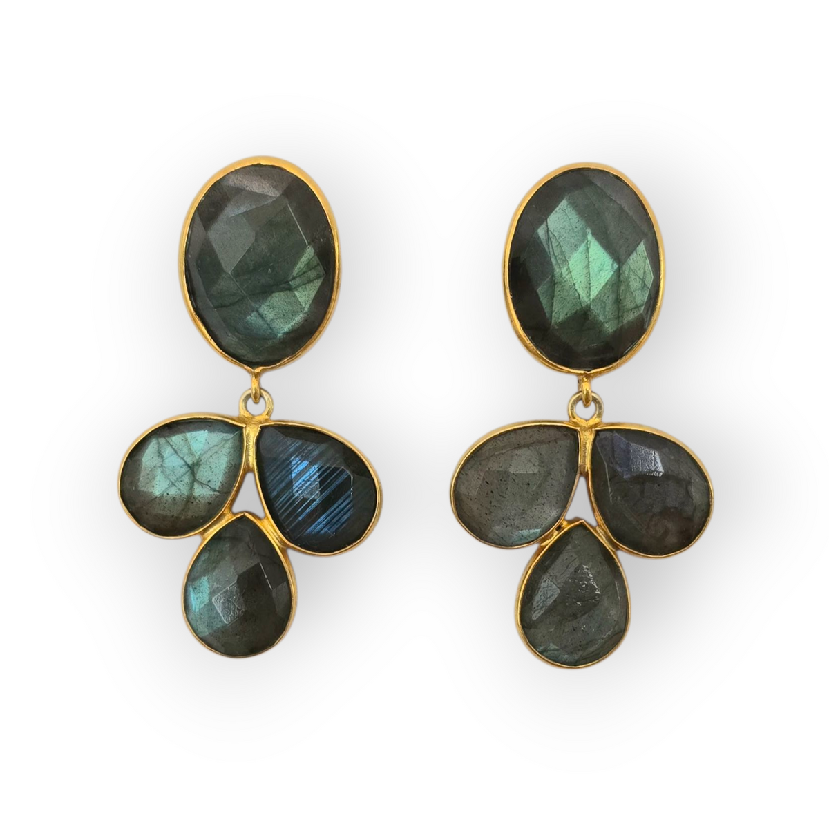 Ohrhänger Labradorit vergoldet