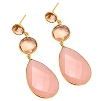 Ohrhänger Rosenquarz vergoldet